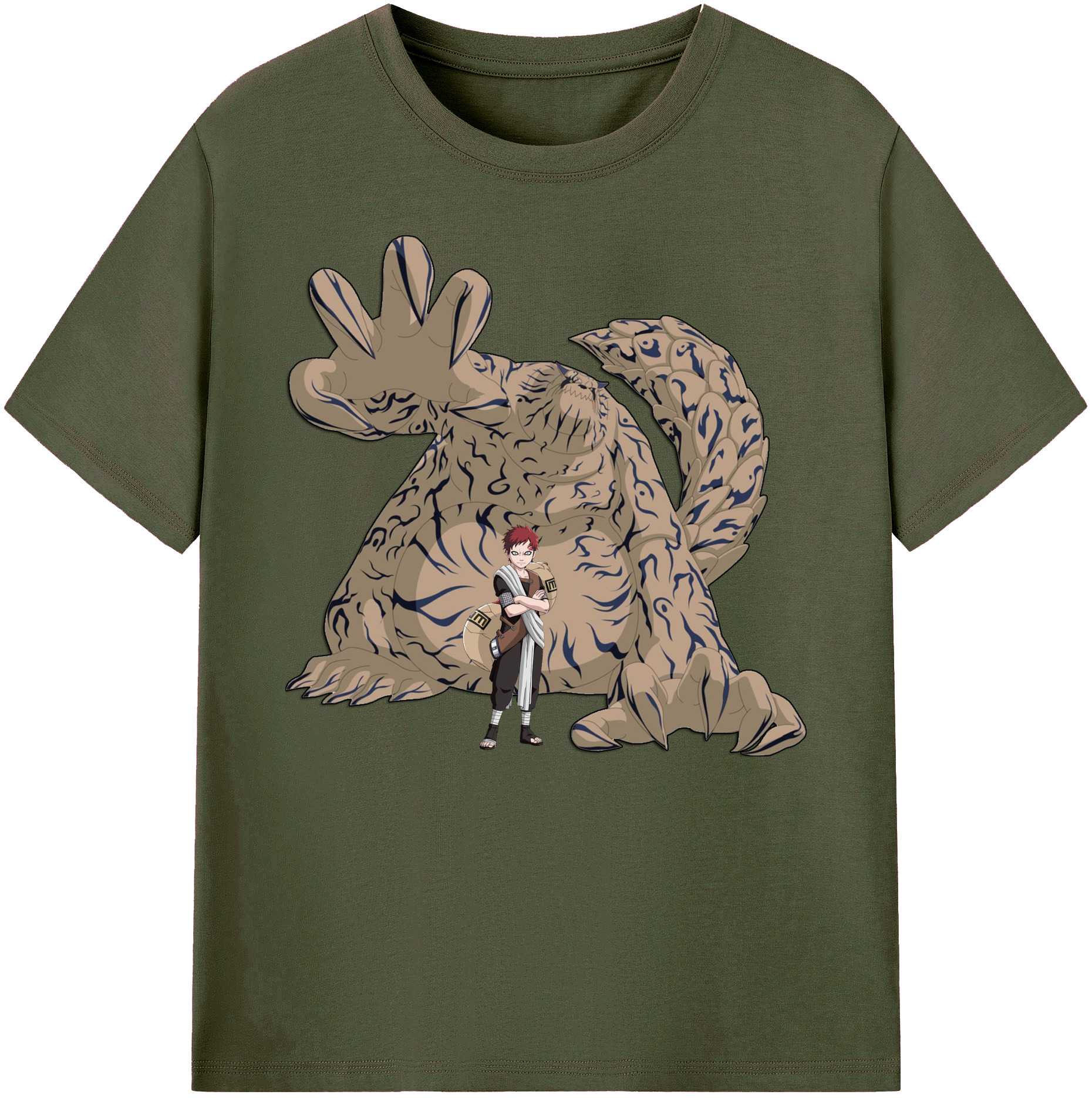 （画像用） NARUTO -ナルト- ガアラ Gaara 綿100％ メンズ半袖Tシャツ｜肌触りやわらか＆通気性